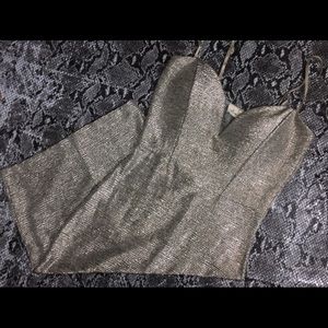 Silver Tight Fitted Spaghetti Strapped Dress